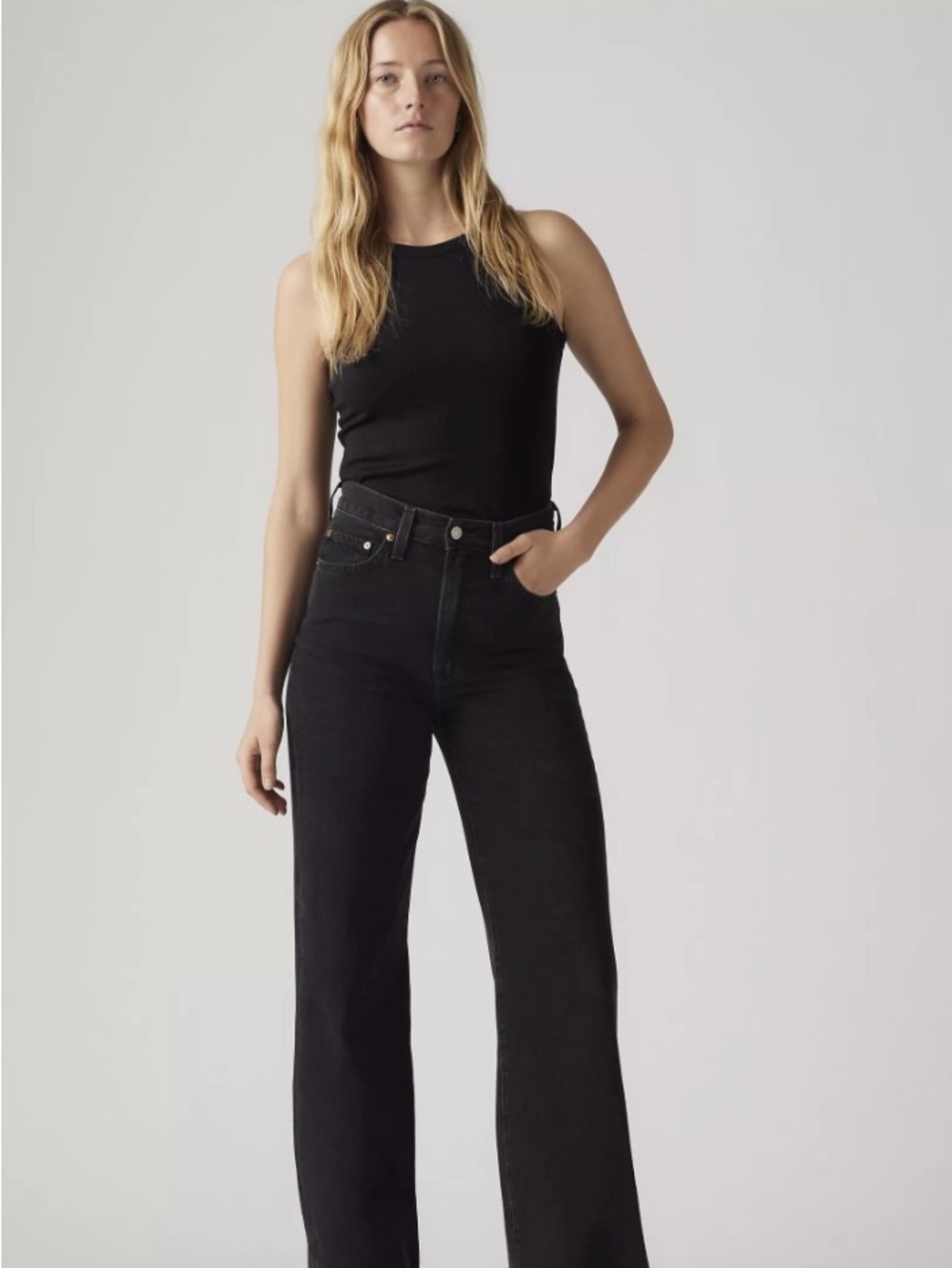 Levi’s Ribcage High-Rise Black Wide-Leg Jeans
